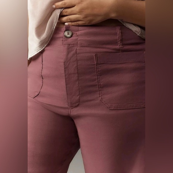 Anthropologie Maeve The Colette Cropped Wide-Leg Pants Rose Taupe Size 33 - Picture 2 of 11